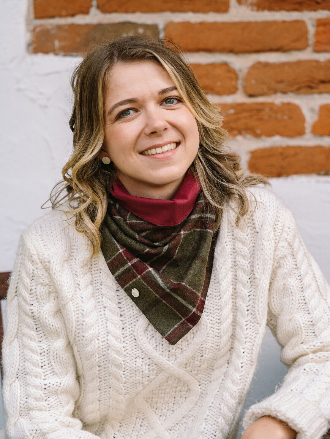 Kleines Lodentuch KLARA – elegantes Halstuch mit Karomuster aus Merinowolle für Herbst und Winter