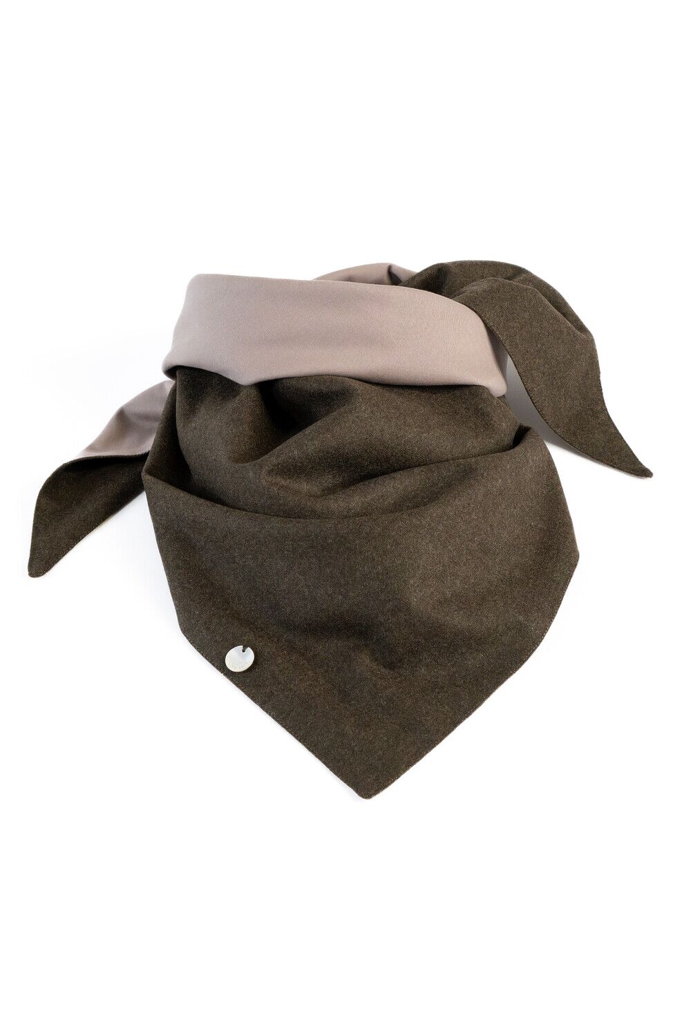SAVONA kleines Lodentuch aus steirischem Loden – Braun mit taupefarbener Baumwolle, elegant und praktisch.