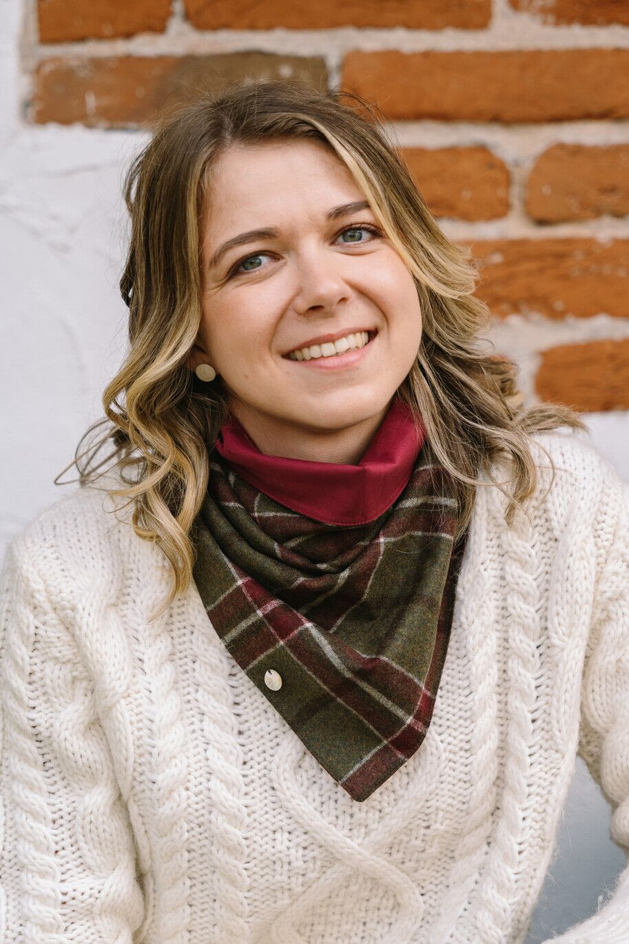 Kleines Lodentuch KLARA – elegantes Halstuch mit Karomuster aus Merinowolle für Herbst und Winter